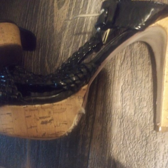 Strappy Cork Heel Platforms - Picture 3 of 6